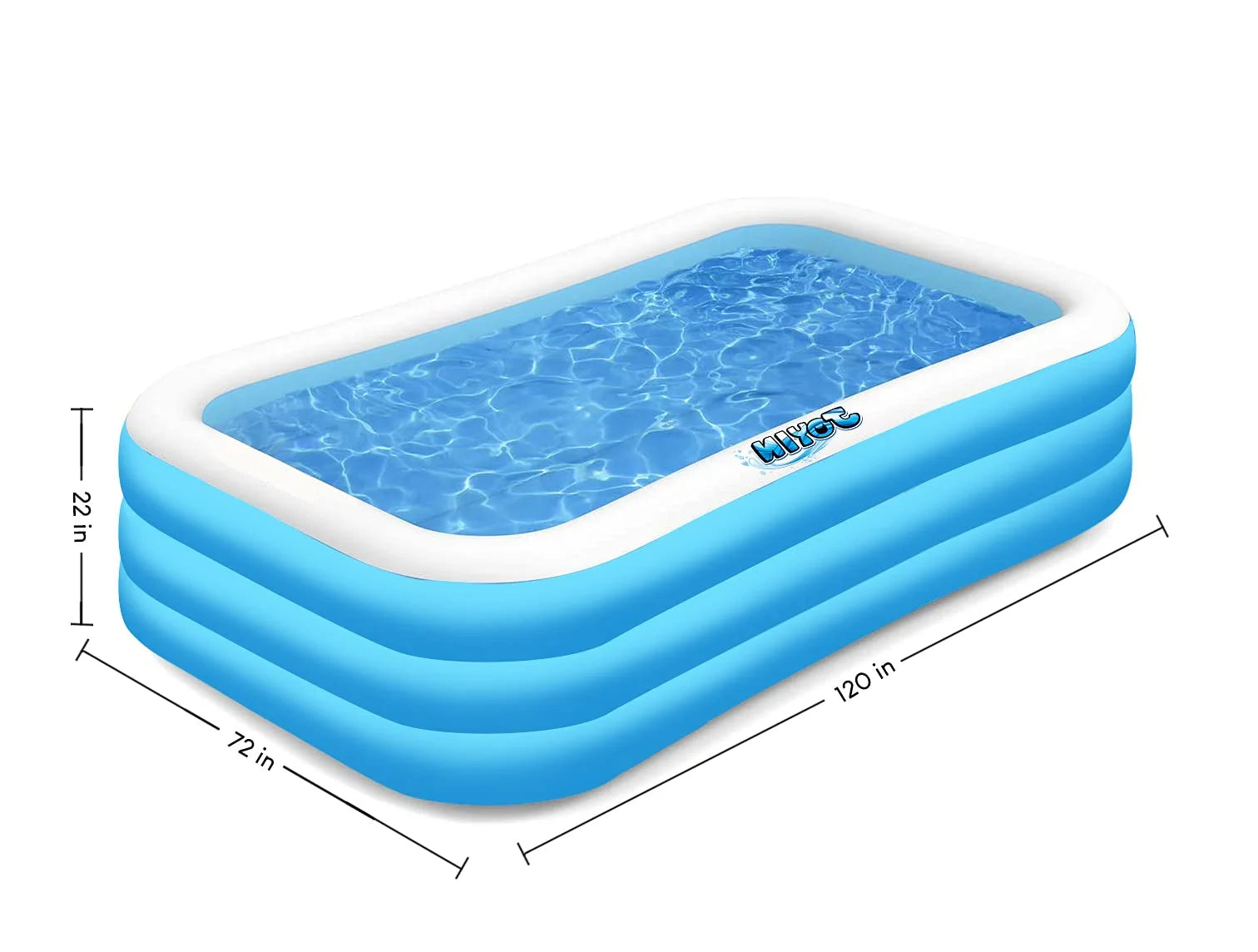 120" Inflatable Family Swimming Pool 120" X 72" X 22" Full-Sized Inflatable Lounge Pool for Baby, Kiddie, Kids, Adult, Infant for Ages 3+. Seasonal Merriment Water Party /Family Activity